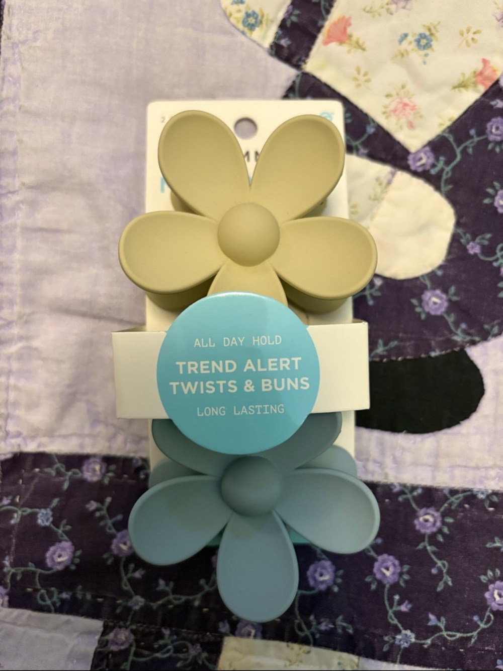 Flower Hair Clips - Beige and Light Teal
